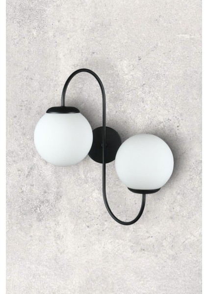 Jüpiter Aplik Modern Tasarım Siyah Renk Beyaz Camlı Cafe - Mutfak – Yatak Odası – Hol Duvar Aplik indirimleri