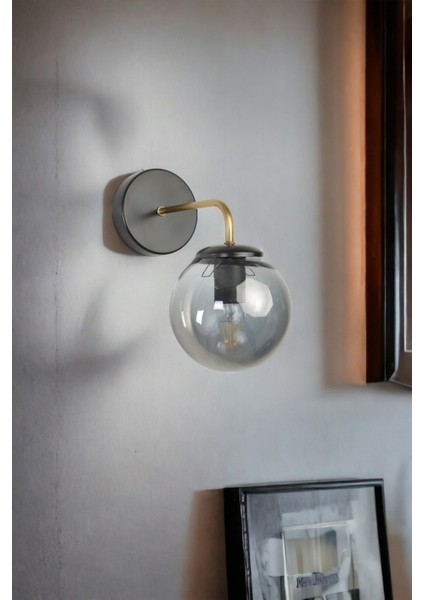 Pablo Siyah Füme Camlı Aplik