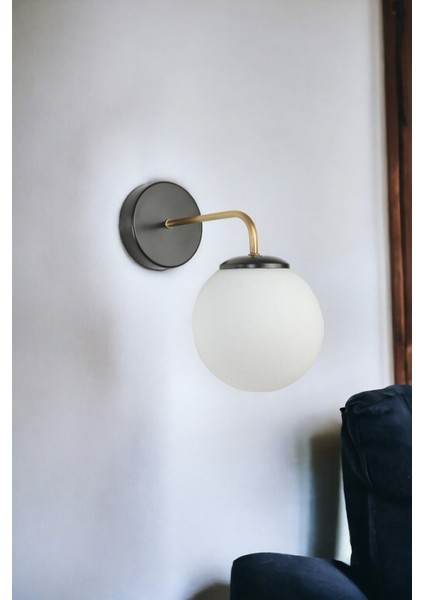 Pablo Siyah Beyaz Camlı Aplik