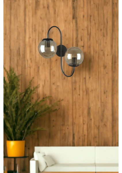 Jüpiter Aplik Modern Tasarım Siyah Renk Bal Camlı Cafe - Mutfak – Yatak Odası – Hol Duvar Aplik fiyatları