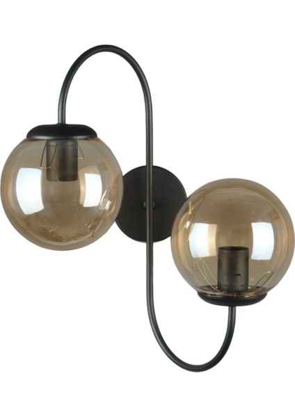 Jüpiter Aplik Modern Tasarım Siyah Renk Bal Camlı Cafe - Mutfak – Yatak Odası – Hol Duvar Aplik modelleri