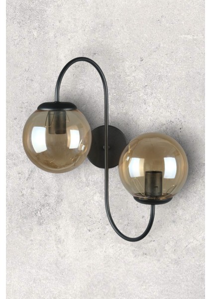 Jüpiter Aplik Modern Tasarım Siyah Renk Bal Camlı Cafe - Mutfak – Yatak Odası – Hol Duvar Aplik indirimleri