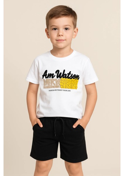 Erkek Çocuk Baskılı Tişört ve Şort Takım - Yazlık Rahat Günlük Kombin 5-12 Yaş