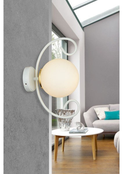 Beyaz Kelebek Beyaz Glop Camlı Modern Aplik