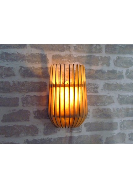 Salon Ofis Cafe Minar Bombe Kenarlı 3D Yansıtma Tasarımlı Ahşap Salon Duvar Aplik Avize - E14 Duy fiyatları