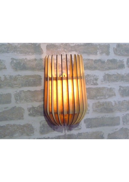 Salon Ofis Cafe Minar Bombe Kenarlı 3D Yansıtma Tasarımlı Ahşap Salon Duvar Aplik Avize - E14 Duy fırsatları