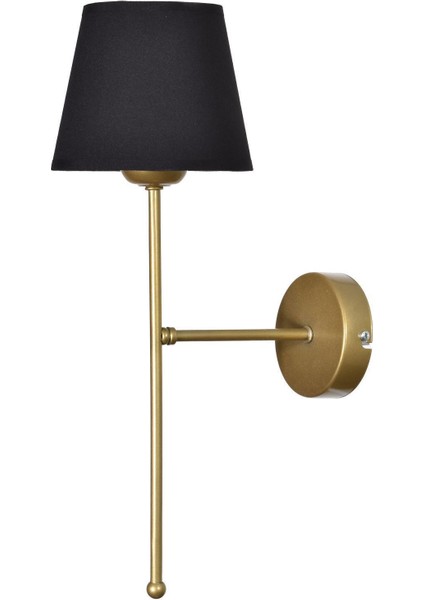 Paris Özel Salon - Mutfak - Cafe Tasarım Eskitme Gold Renk Gövde Kumaş Siyah Başlıklı Duvar Aplik