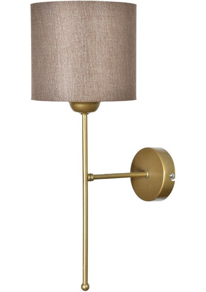 Prag Özel Salon - Mutfak - Cafe Tasarım Eskitme Gold Gövde Kumaş Kahve Başlıklı Duvar Aplik