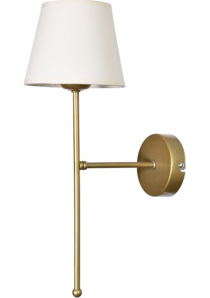 Paris Özel Salon - Mutfak - Cafe Tasarım Eskitme Gold Renk Gövde Kumaş Beyaz Başlıklı Duvar Aplik