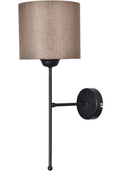 Prag Özel Salon - Mutfak - Cafe Tasarım Siyah Renk Gövde Kumaş Kahverengi Başlıklı Duvar Aplik