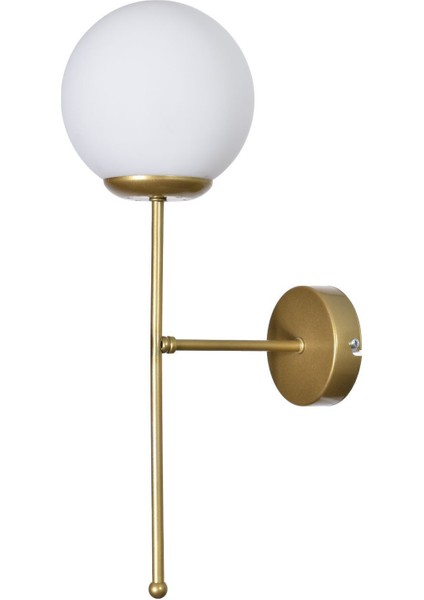 Atina Özel Salon - Mutfak - Cafe Tasarım Eskitme Gold Renk Gövde Beyaz Camlı Duvar Aplik