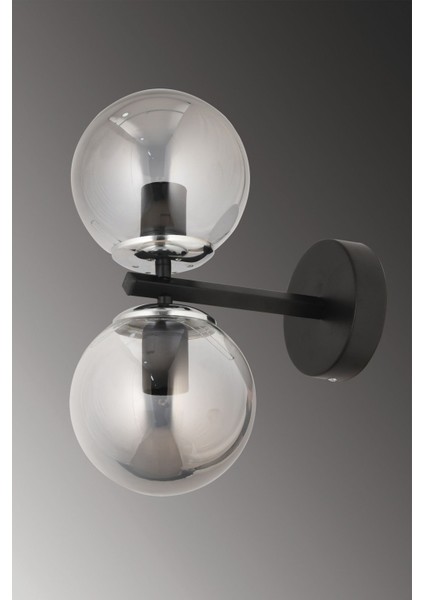 Çakra 2'li Füme Glob Camlı Modern Siyah Aplik fiyatları