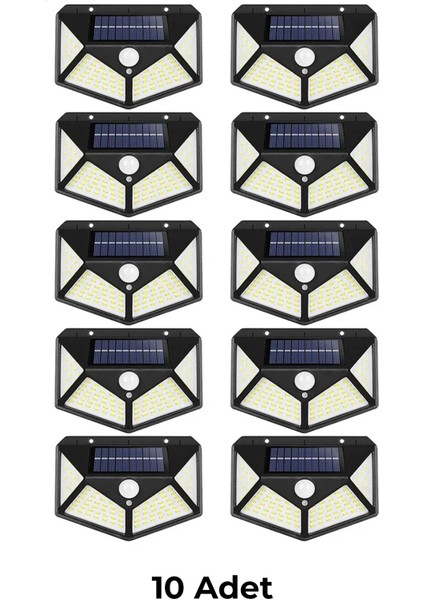 Solar Güneş Enerjili Bahçe Lambası 100 LED 10 Lu Paket Aplik Lambası Bahçe Aydınlatma