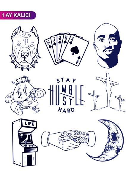 1 Ay Kalıcı Dövme Hustle Dövmesi 2pac Tattoo