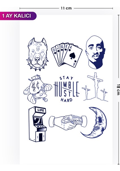 1 Ay Kalıcı Dövme Hustle Dövmesi 2pac Tattoo