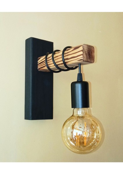 , Modern, Dekoratif Ahşap Aplik E27 Duylu,