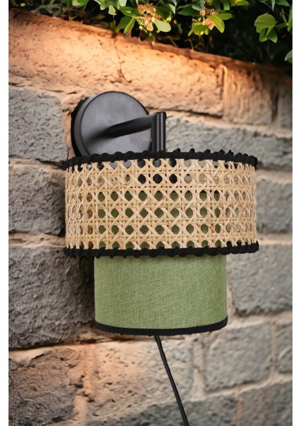 Doğal Hazeran & Kumaş Aplik Aydınlatma Duvar Aplik Modern Tasarım L Kol 25CM