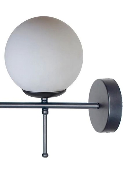 Feris Özel Salon - Mutfak - Cafe Tasarım Siyah Gövde Camlı Duvar Aplik