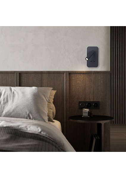 13 W LED Tuvalu Yatak Başı Aplik - Gün Işığı (3000K) - Siyah - CT-5253S