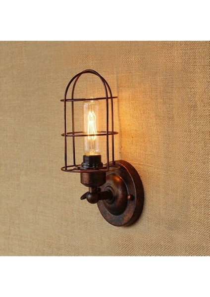 Bakır Eskitme Retro1,vintage1,rustik1 1XE27 Duylu Tekli Metal Kafes Duvar Aplik fiyatları