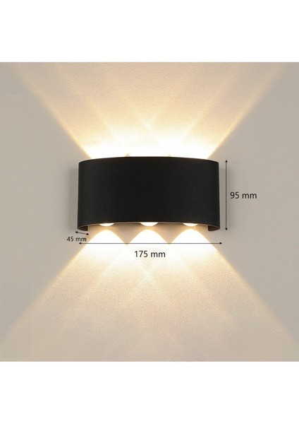 10 W Iki Yönlü LED Duvar Aplik - Gün Işığı (3000K) - Siyah - IP44 - CT-8011