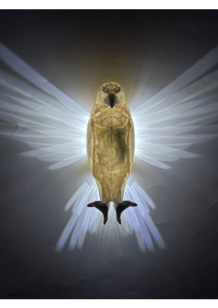 Pilli LED Beyaz Kartal Aplik Özel 3D Üretim Beyaz Lamba Kartal