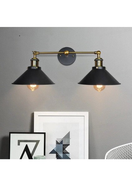 RETRO21RUSTİK3,VİNTAGE Eskitme Duylu Mafsallı Hareketli Başlık Metal Aplik Şapka ÇAPI:23CM