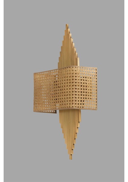 Aslı Eskitme Dikdörtgen Rattan Abajurlu Aplik fiyatları