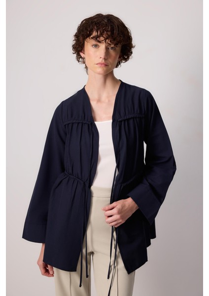 Önü Büzgülü Poplin Kimono