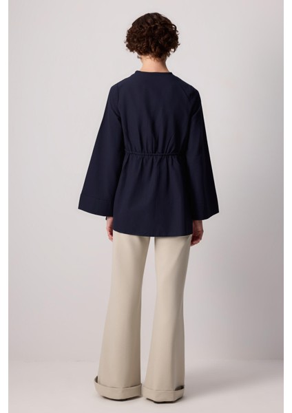 Önü Büzgülü Poplin Kimono