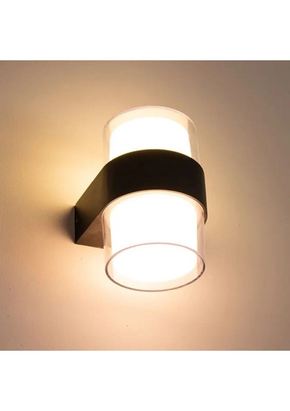 12 W Iki Yönlü LED Duvar Aplik - Gün Işığı (3000K) - Siyah - IP54 - CT-7048 modelleri
