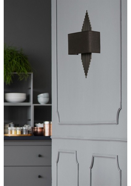 Hande Siyah Dikdörtgen Siyah Abajurlu Aplik