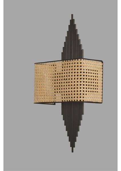 Hande Siyah Dikdörtgen Rattan Abajurlu Aplik fiyatları