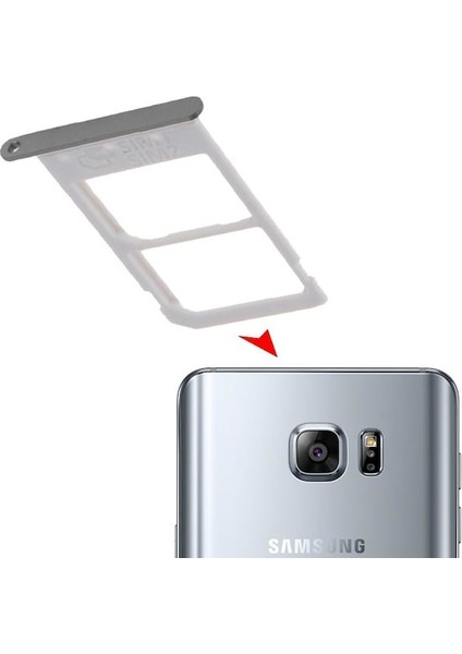 Samsung Galaxy Note 5 N920 Sim Kart Kapağı Çift Simli Gri