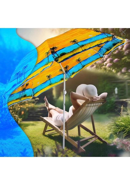 Piknik Plaj Şemsiyesi Deniz Kumsal Kamp Outdoor Deniz Plaj Şemsiyesi Katlanabilir Eğik Mekanizmalı