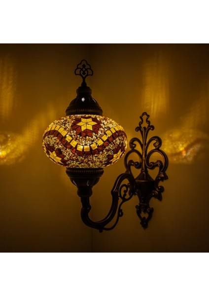 Mozaik Aplik Otantik Gece Lambası El Yapımı Mozaik Bahçe Aplik