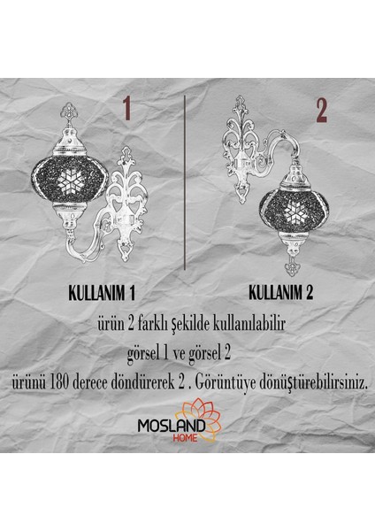 Dekoratif Aplik Mozaik Lamba Duvar Lambası