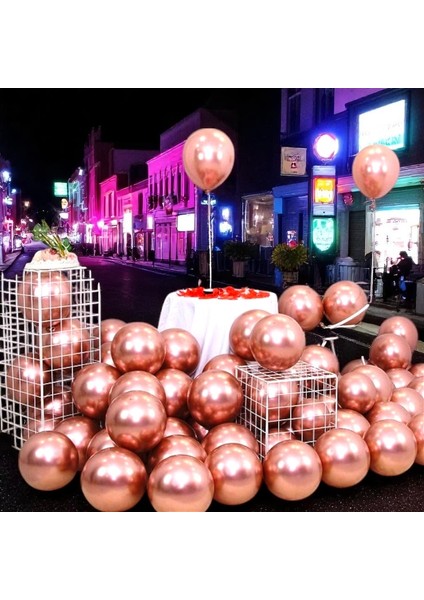 Ultra Yüksek Kalite 50 Adet Rose Gold Krom Balon Aynalı Balon Parlak Metalik Krom Rose Gold Balon