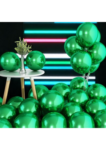 Ultra Yüksek Kalite 50 Adet Koyu Yeşil Krom Balon Aynalı Parlak Metalik Balon Krom Koyu Yeşil Balon