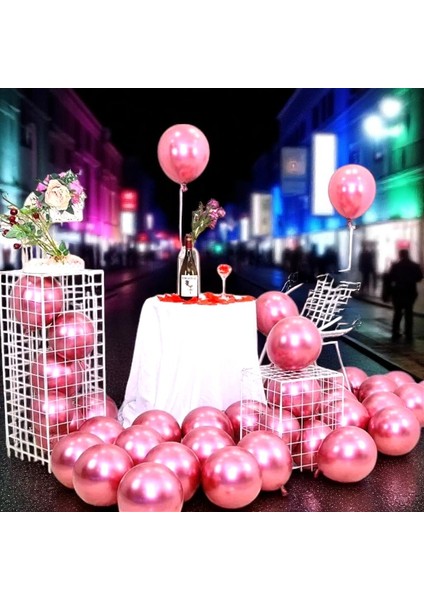 Ultra Yüksek Kalite 50ADET Pembe Krom Balon Aynalı Balon Parlak Balon Metalik Balon Krom Pembe Balon