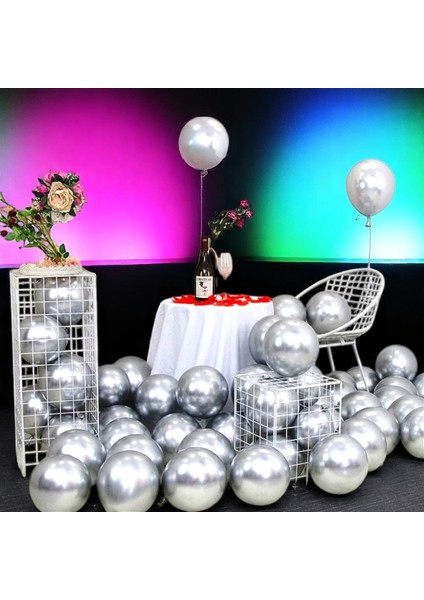 Ultra Yüksek Kalite 50ADET Gümüş Krom Balon Aynalı Balon Parlak Balon Metalik Balon Krom Gümüş Balon
