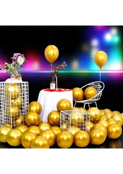 Ultra Yüksek Kalite 50 Adet Gold Krom Balon Aynalı Balon Parlak Balon Metalik Balon Krom Gold Balon