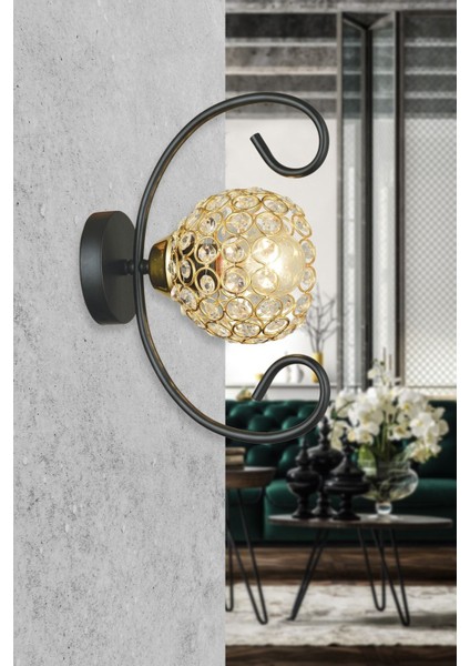 Siyah Kelebek Kristal Modern Aplik