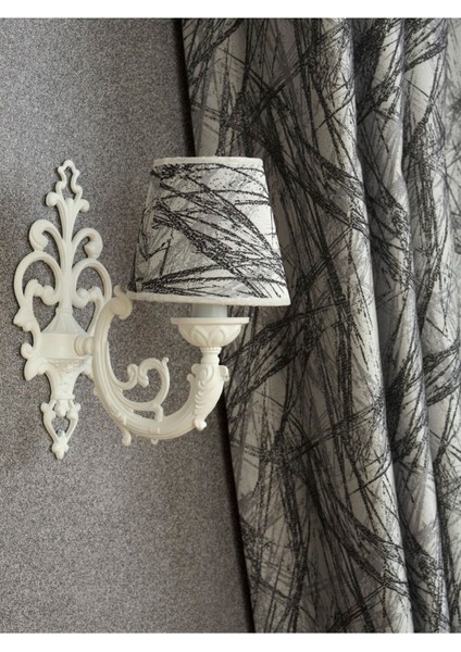 Bush Tekli Aplik Krem-Gri Desenli