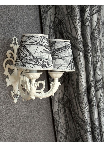 Bush Ikili Aplik Krem-Gri Desenli