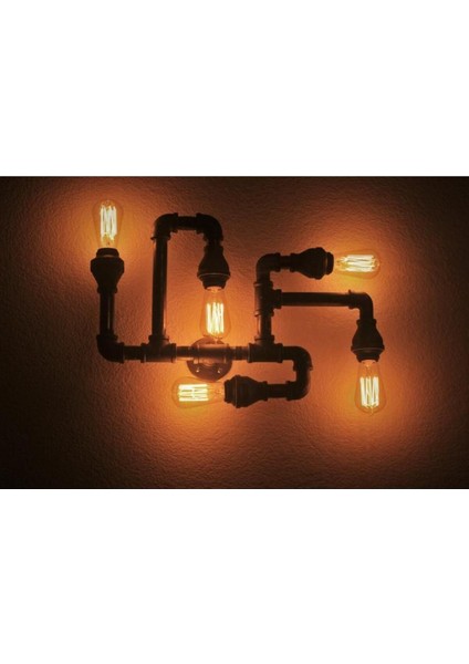 5 Başlıklı Endüstriyel Duvar Lambası Rustik Dekoratif Aplik Retro Duvar Apliği Dekor Avize