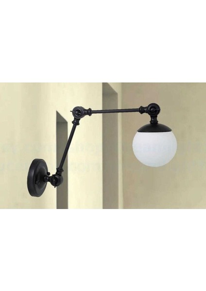 Akrobat Opal Camlı Okuma Lambası Duvar Aplik Siyah