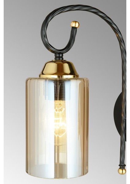 Siyah Kule Silindir Camlı Aşağı Bakan Modern Aplik modelleri