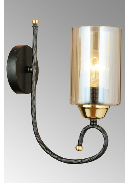 Siyah Kule Silindir Camlı Modern Aplik modelleri