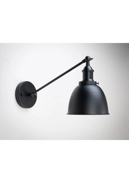 Retro,rustik,vintage Siyah Çift Mafsallı Hareketli Başlık 1XE27 Duylu Metal Duvar Aplik